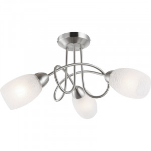 Plafoniera nichel mat, sticla optic crapat, 3 becuri, dulie E14, 63170-3, Globo