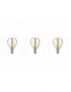 Set 3 becuri led sferice E14, 4W (35 W), 400lm, lumina calda, A+, GTV