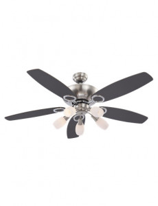 Candelabru cu ventilator Globo 0337, 5 becuri, dulie E14, crom, nichel mat