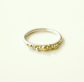 inel Sleeping Beauty din argint si granulatie aur 14k si argint