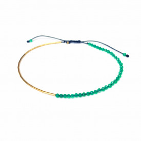 bratara din gold filled de 14k/20 (aur filat) si onix verde - Gold&Green