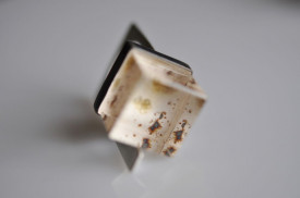inel Magic Cube din argint, cu cub din cuart 