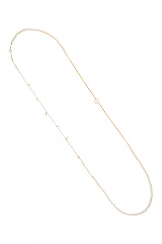 colier lung cu perle de cultura  si elemente din gold filled de 14k/20 Pearl Fusion I
