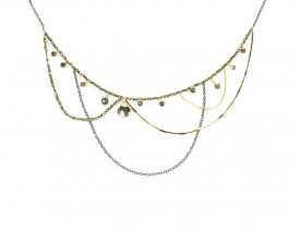 colier cu drapaje Supernova din gold filled de 14k/20 si argint cu pirite