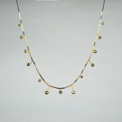 Colier in design minimalist, realizat manual din argint, gold filled de 14k/20 si pirite, Corina Mardari, moonsun project