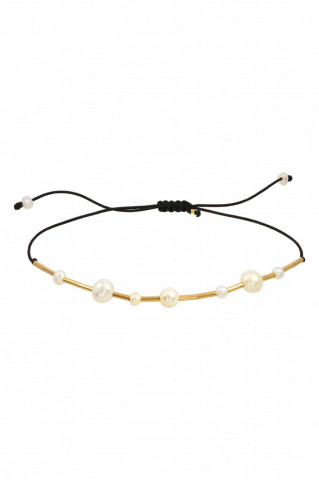 Bratara Pearls Play din gold-filled de 14k/20 si perle de cultura albe design Corina Mardari