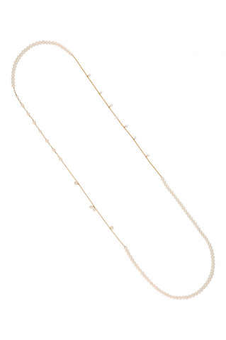colier lung cu perle de cultura  si elemente din gold filled de 14k/20 Pearl Fusion II