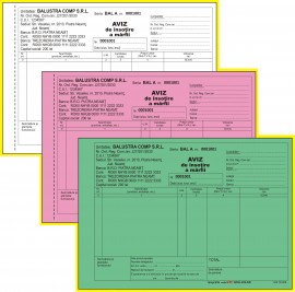Aviz de insotire a marfii, A5, 3ex, 50 set, alb-negru, personalizat