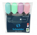 Textmarker Schneider Job pastel, 4 bucati/set