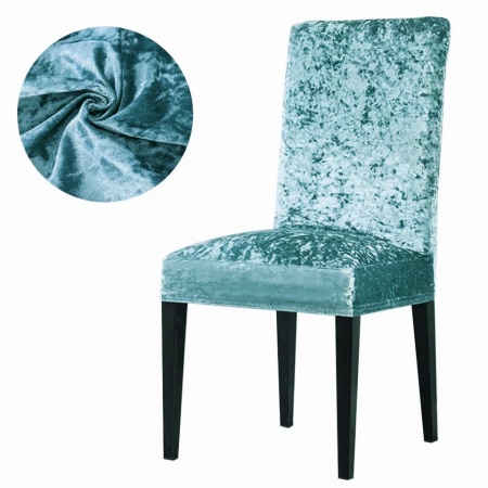 Set 6 huse pentru scaune, elastice si catifelate, culoare Turcoaz