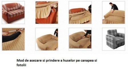 Set huse elastice pentru canapea 3 locuri, canapea 2 locuri si 1 fotoliu fara volanas, Mustar Inchis