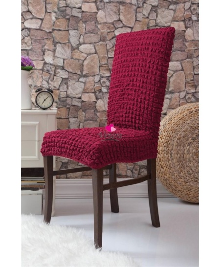 Set 6 huse scaune, creponate si elastice, Bordo
