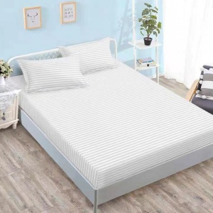 Cearceaf de pat cu elastic + doua fete perna, 160/180x200, culoare Alb, cod CS05