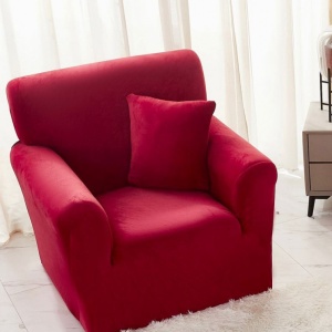 Husa elastica si catifelata pentru fotoliu + fata perna, culoare Bordo