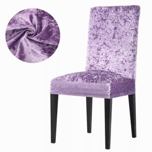 Set 6 huse pentru scaune, elastice si catifelate, culoare Mov Deschis