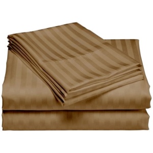 Cearceaf de pat cu elastic + doua fete perna, 180x200 cm, culoare Maro Deschis, cod CS09