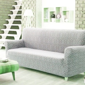 Husa Multielastica Jacquard pentru canapea de 2 Locuri, fara volanas, culoare Gri