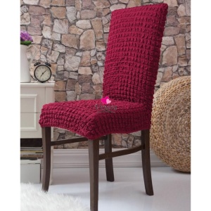 Set 6 huse scaune - creponate si elastice (fara volanase) - Bordo