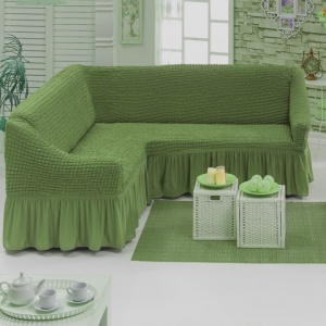 Husa elastica pentru coltar cu volanas culoare Verde