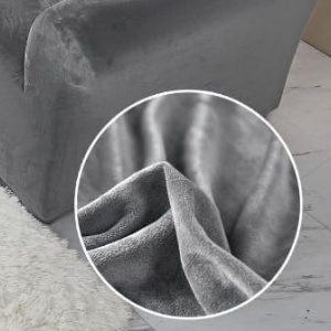 Husa elastica si catifelata pentru fotoliu + fata perna, culoare Bej