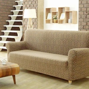 Husa Multielastica Jacquard pentru canapea de 2 Locuri, fara volanas, culoare Bej
