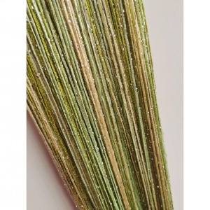 Perdea franjurata cu sclipici, dimensiuni 3 x 3 metri, multicolor crem, verde deschis, verde inchis