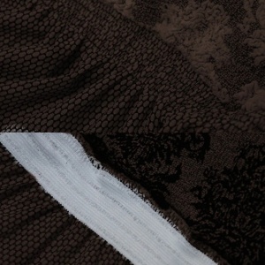 Set 6 huse Multielastice Jacquard pentru scaune, cu volanas, Maro