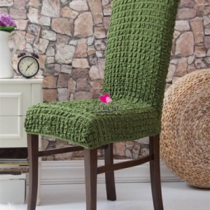 Set 6 huse scaune, creponate si elastice, Verde