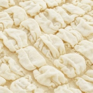 Set 2 huse elastice si creponate pentru fotolii, cu volanas, culoare Cenusiu