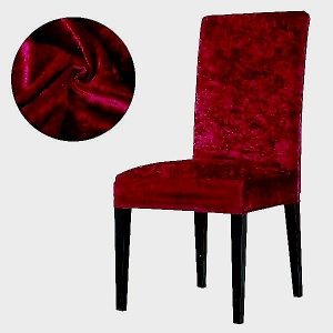 Set 6 huse pentru scaune, elastice si catifelate, culoare Visiniu