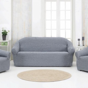 Set huse elastice pentru canapea 3 Locuri si 2 fotolii, fara volanas, Gri