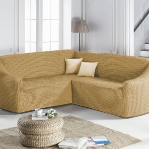 Husa elastica pentru Coltar fara volanas culoare Bej Inchis