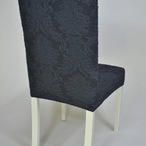 Set 6 huse elastice pentru scaune, model Jacquard, Cenusiu