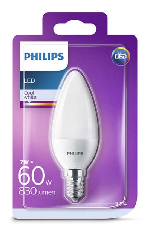 Bec LED Philips - CorePro LEDcandle 7-60W E14 230V B38 Alb-neutru