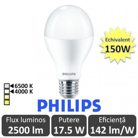 Candles sticker core Bec LED Philips - CorePro LED bulb 17.5-150W E27 230V A67 alb-neutru sau  rece