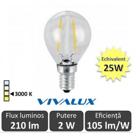 Bec LED Clasic Vivalux 2W 210lm E14 GF45