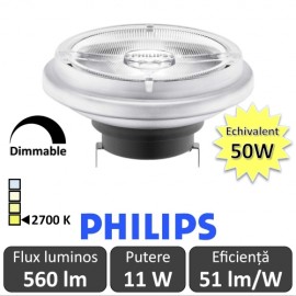Bec LED Philips - MASTER LEDspot LV AR111 D 11-50W 24D 927 alb-cald