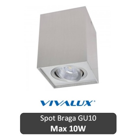 VIVALUX Spot Braga Patrat Aluminiu 1XGU10