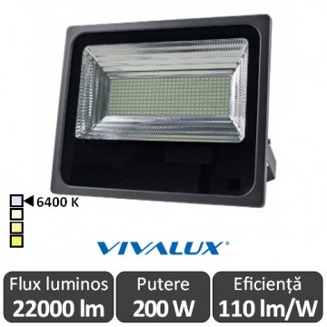Vivalux - Proiector VIGOR LED de Exterior 200W IP66 6400K Alb-Rece Culoare Negru