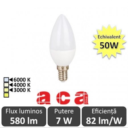 Bec LED Aca LED 7W E14 3000/4000/6000K