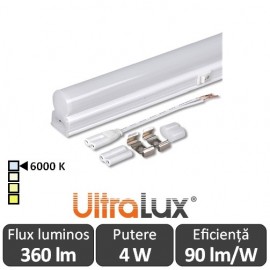 Ultralux Tub LED Thermoplastic 4W T5 320mm 6000K alb-rece