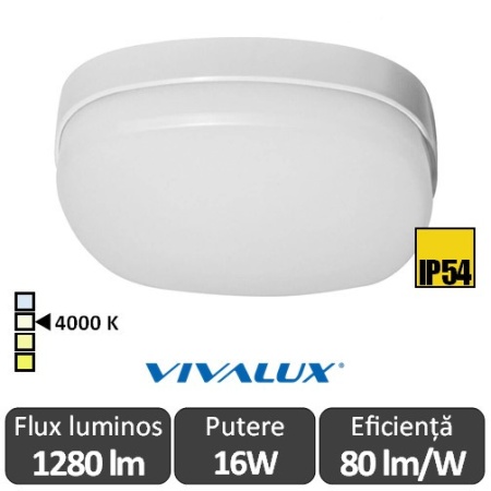 Vivalux BALI LED pătrat 16W IP54 alb-neutru