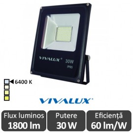 Vivalux - Proiector HELIOS LED de Exterior 30W IP65 6400K Alb-Rece Culoare Negru