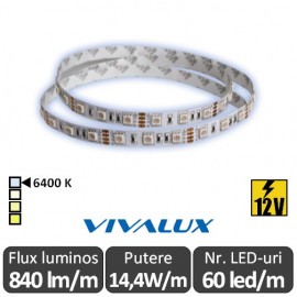 Bandă LED flexibilă - Vivalux Mega LED SMD5050 14,4W/m 12V rolă 5m alb-rece
