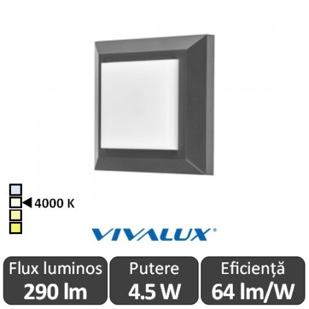 Vivalux ALVIA SQ Led 4.5W IP65 4000K Alb-Neutru