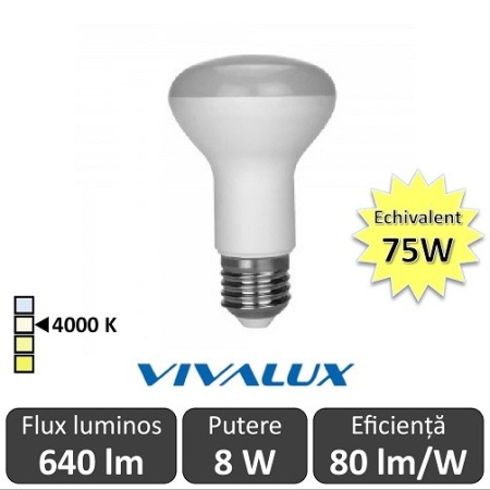 Bec LED Reflector Vivalux 8W 640lm E27 4000K
