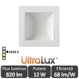 Downlight Led Pătrat Lumină Indirectă 12W 4200K ( Alb-Neutru )