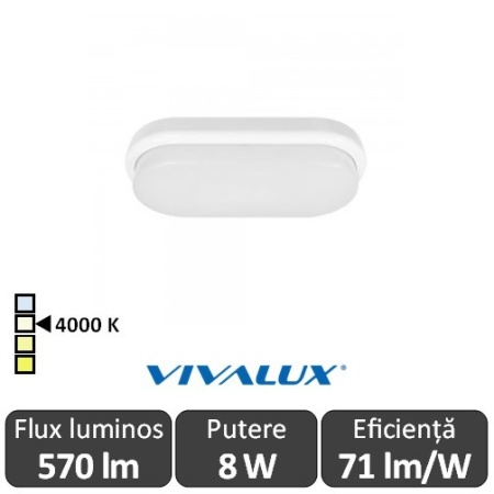 Vivalux ELLIS/O Led 8W IP54 4000K Alb-Neutru