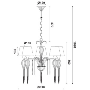 CORP SUSPENDAT ACA LIGHTING EG170305PWRG METAL ALB PATINAT TEXTIL ALB STICLA TRANSPARENTA LANT AUR ROZ E14