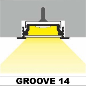 Profil LED încastrat GROOVE14, alb, lungime 2m